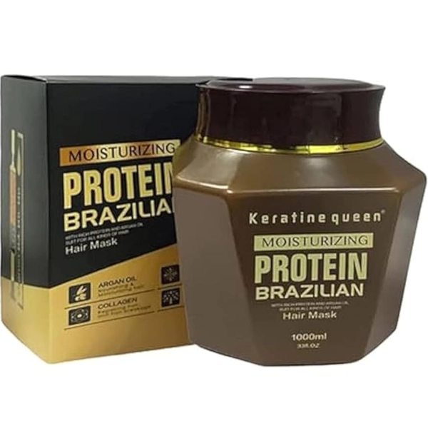 ماسک مو پروتئین کویین برزیلی اصل حاوی کراتین و آرگان اویل داخل حمام 1000 میل | Protein Queen Brazilian Hair Mask Moisturizing 1000ml